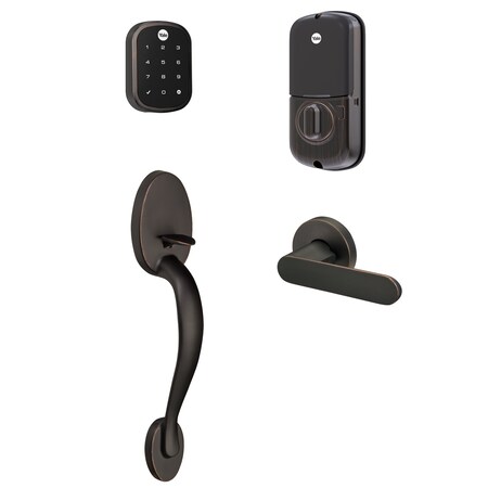 Yale Real Living Z-Wave Plus Assure Lock SL Touchscreen Deadbolt with Jamestown Handleset US10BP Oil Rubbed Bronze Pe BYRD256ZWJX10BP